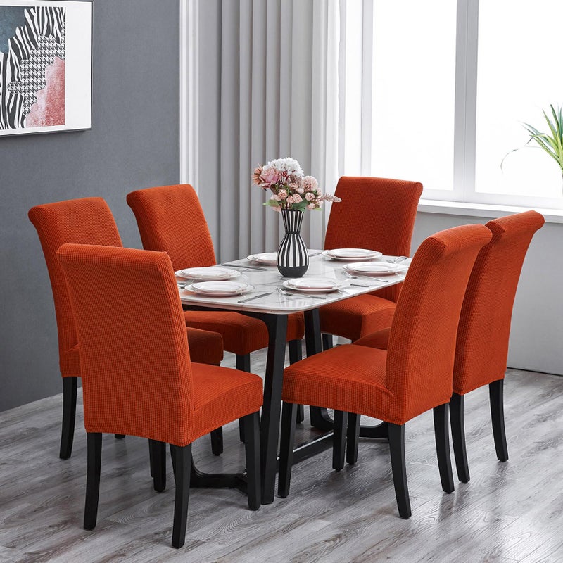 Howhic Stretch Chair Covers for Dining Room Set of 6, Removable Washable Dining Room Chair Covers, Dining Chair Slipcovers Seat Protector, Great for Home and Banquet (Pureed Pumpkin, 6 Pack) - Image 2